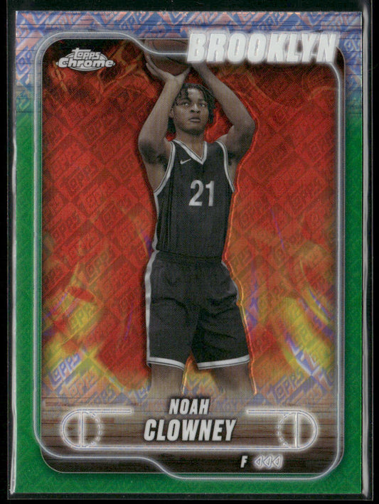 Noah Clowney 2024-25 Topps Chrome Topps Green Refractor #118 Brooklyn Nets
