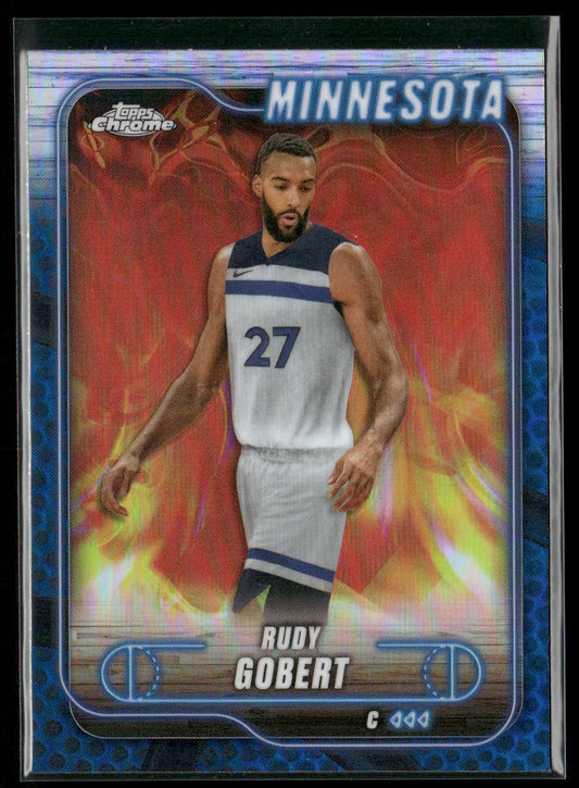 Rudy Gobert 2024-25 Topps Chrome Blue Basketball Refractor #90 Timberwolves