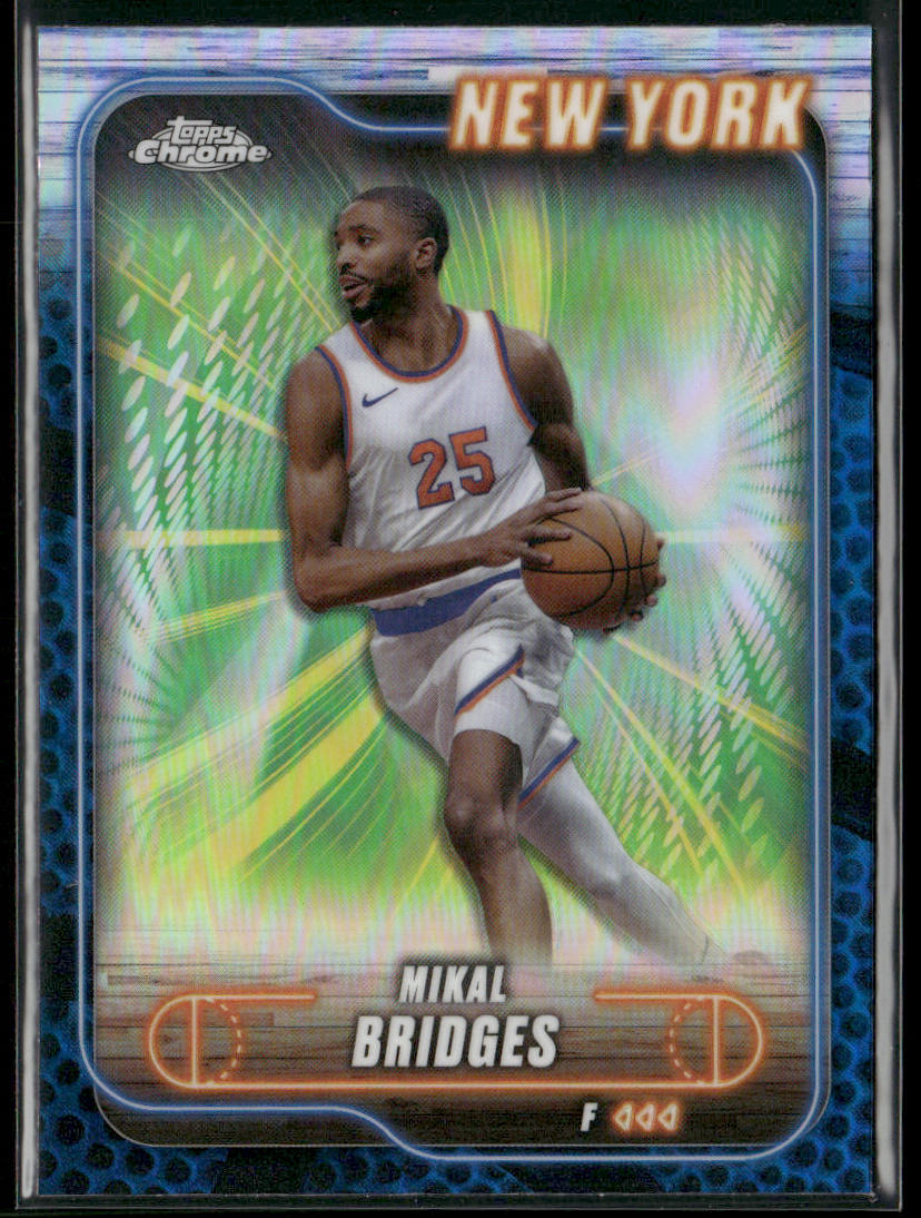 Mikal Bridges 2024-25 Topps Chrome Blue Basketball Refractor #190 Knicks