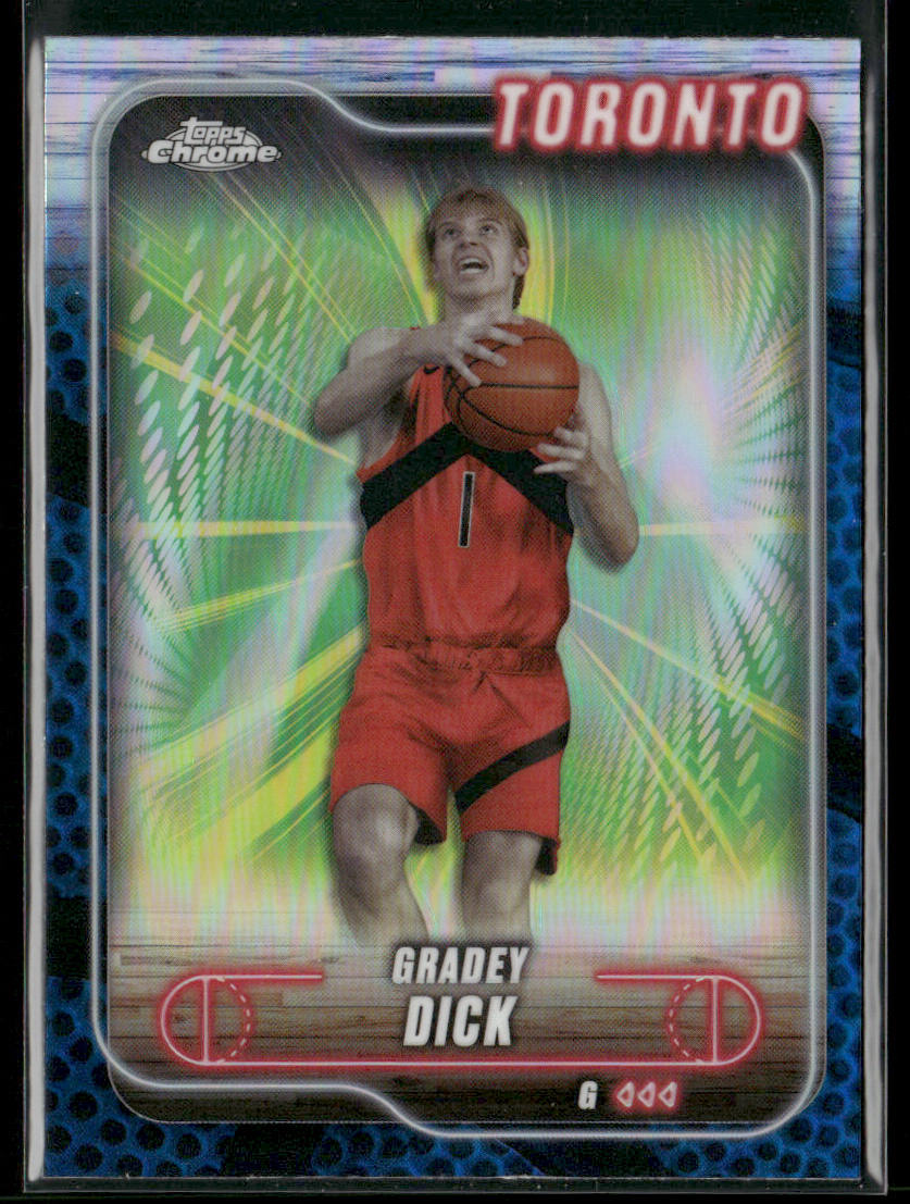 Gradey Dick 2024-25 Topps Chrome Blue Basketball Refractor #92 Toronto Raptors