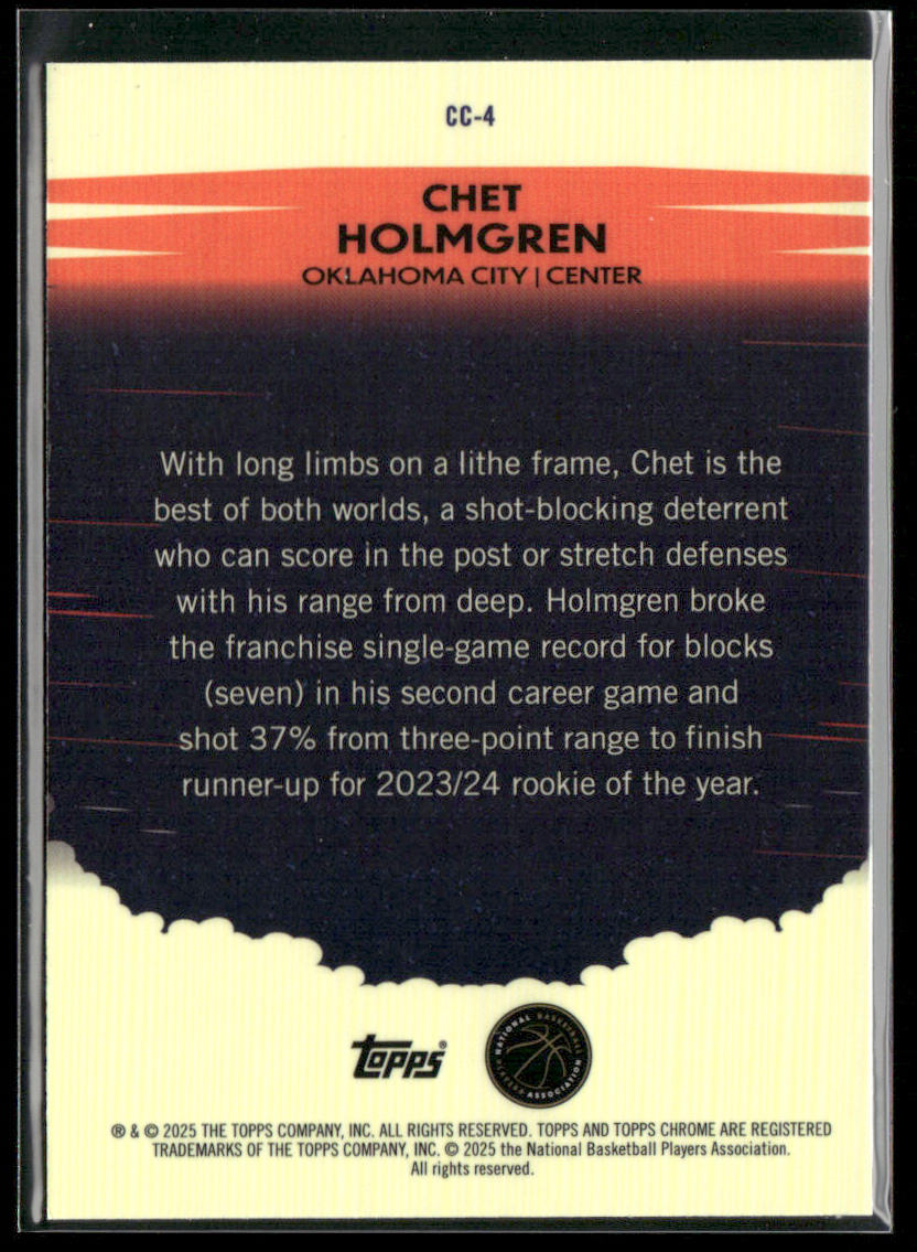 Chet Holmgren 2024-25 Topps Chrome Countdown Complete Blue Basketball Refractor