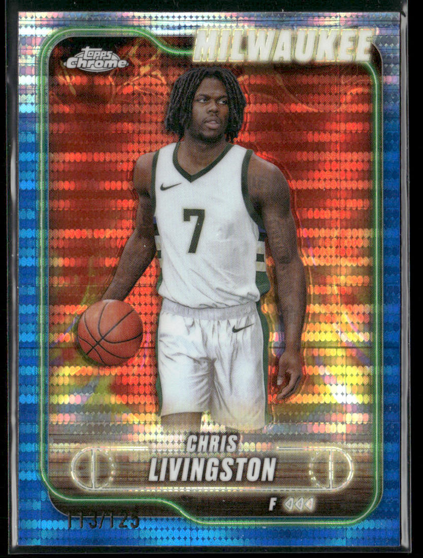 Chris Livingston 2024-25 Topps Chrome Blue Sonar Refractor #70 SN Bucks