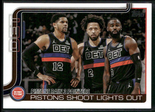Pistons Rain 3 Pointers: Pistons Shoot Lights Out 2025-26 Topps #279 Pistons front