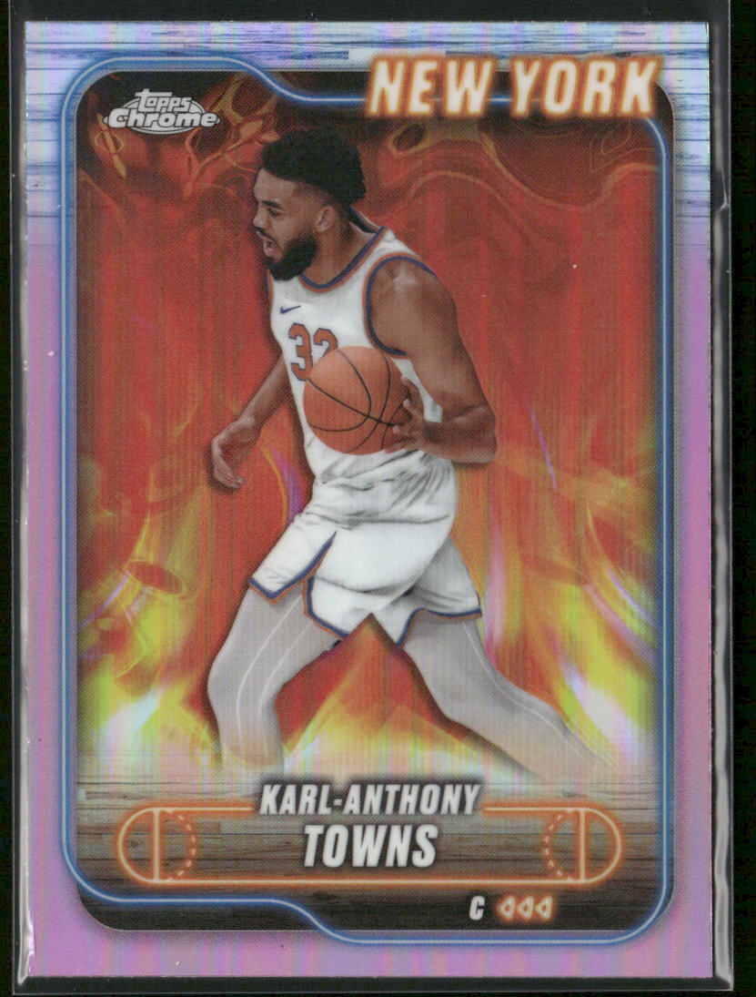 Karl-Anthony Towns 2024-25 Topps Chrome Pink Refractor #52 New York Knicks