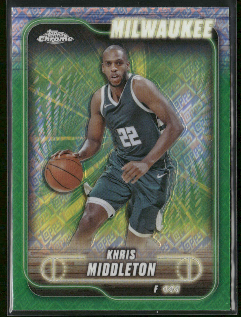 Khris Middleton 2024-25 Topps Chrome Topps Green Refractor #75 Milwaukee Bucks