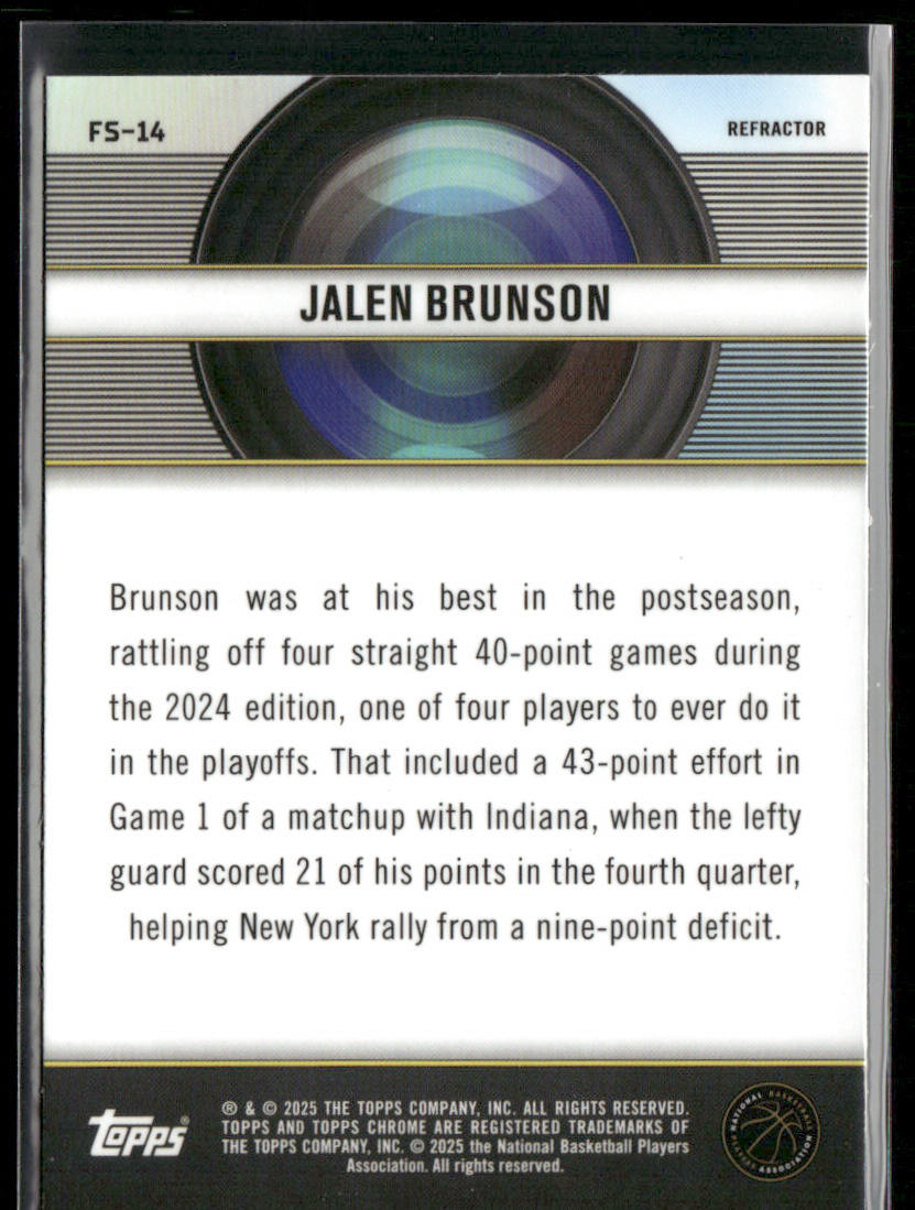 Jalen Brunson 2024-25 Topps Chrome Film Study Refractor #FS-14 New York Knicks