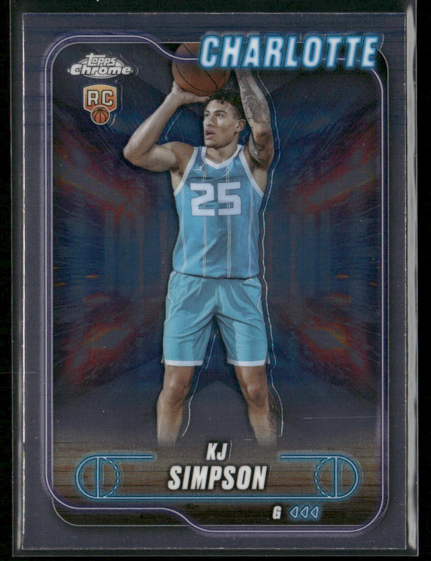 KJ Simpson 2024-25 Topps Chrome #102 RC Charlotte Hornets front