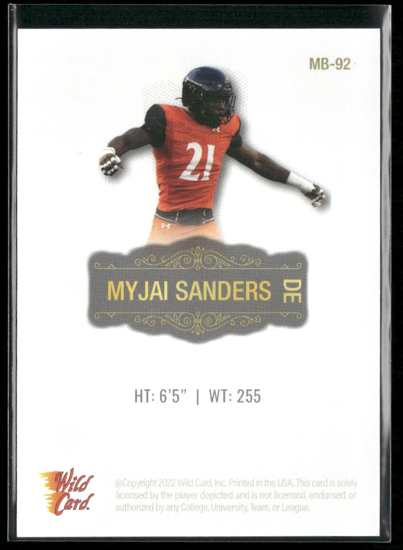 Myjai Sanders 2022 Wild Card Matte White #MB-86 Cincinnati Bearcats