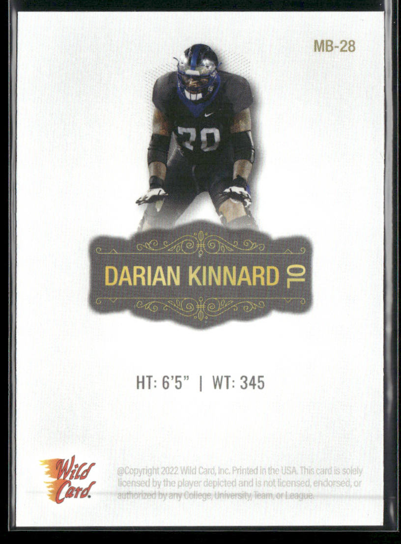 Darian Kinnard 2022 Wild Card Matte White #MB-28 Kentucky Wildcats