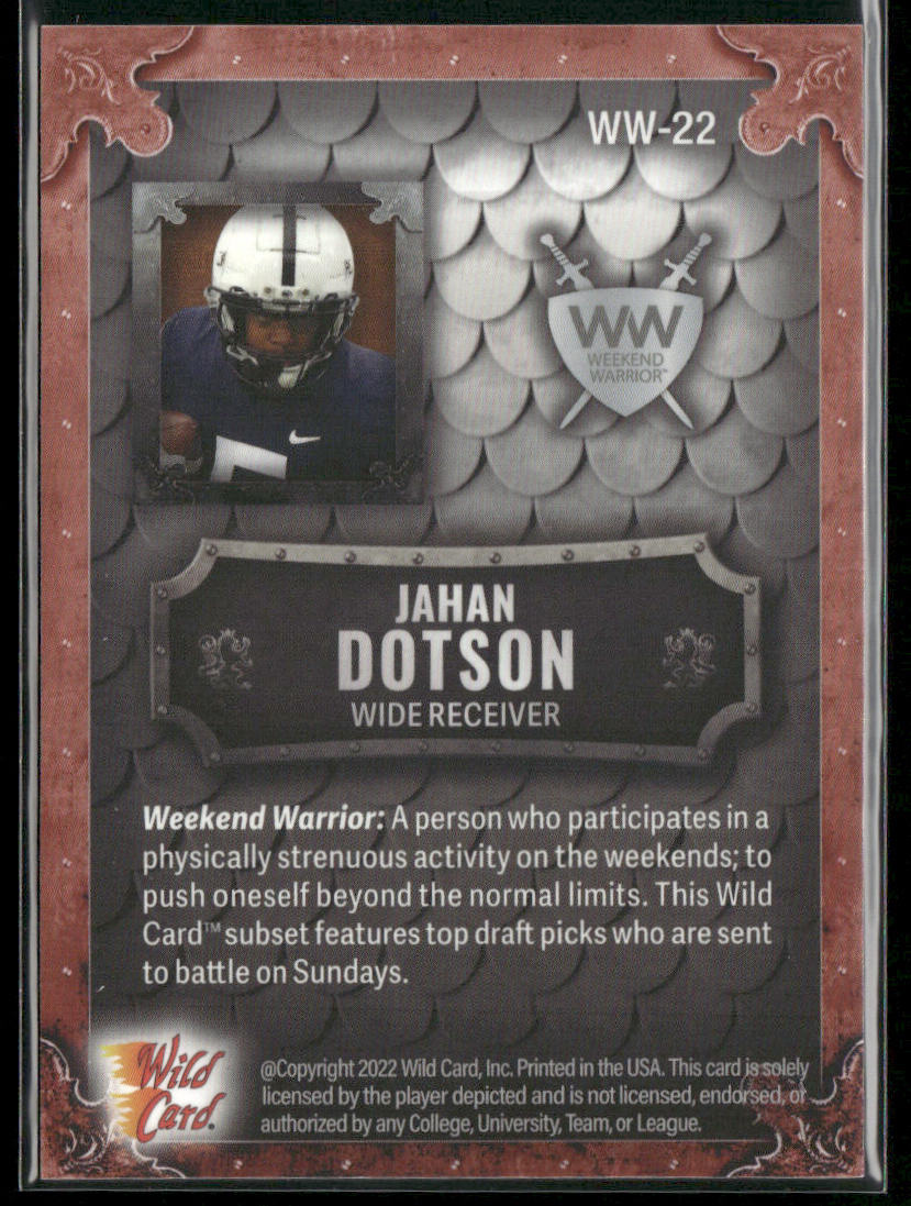 Jahan Dotson 2022 Wild Card Matte Weekend Warrior Crimson/White/Orange #WW-22