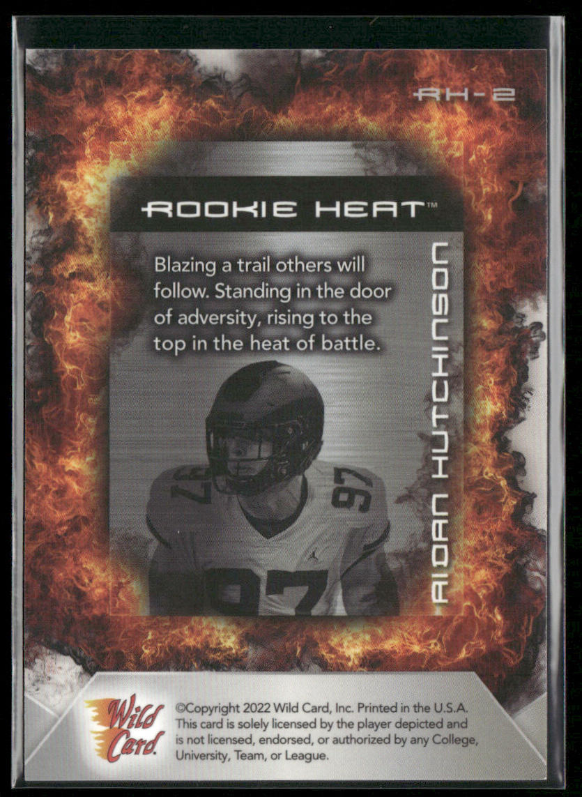 Aidan Hutchinson 2022 Wild Card Matte Rookie Heat White/Orange #RH-2 Wolverines