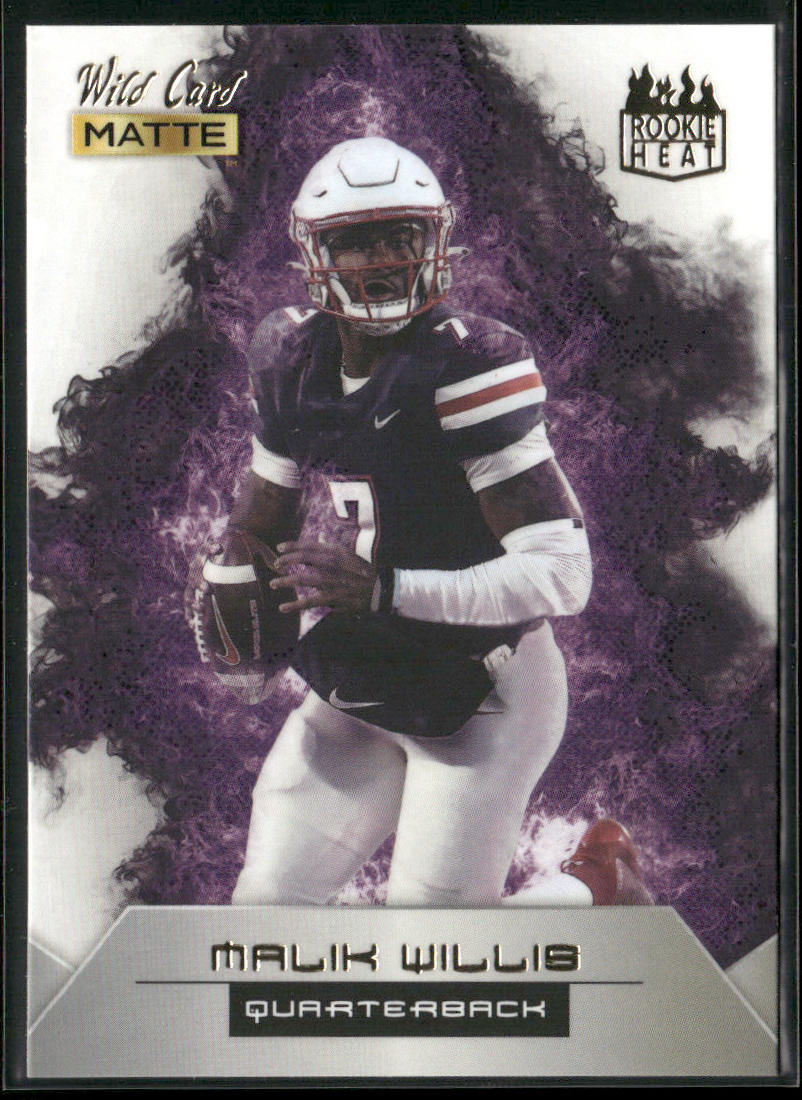 Malik Willis 2022 Wild Card Matte Rookie Heat White/Purple #RH-21 Liberty Flames