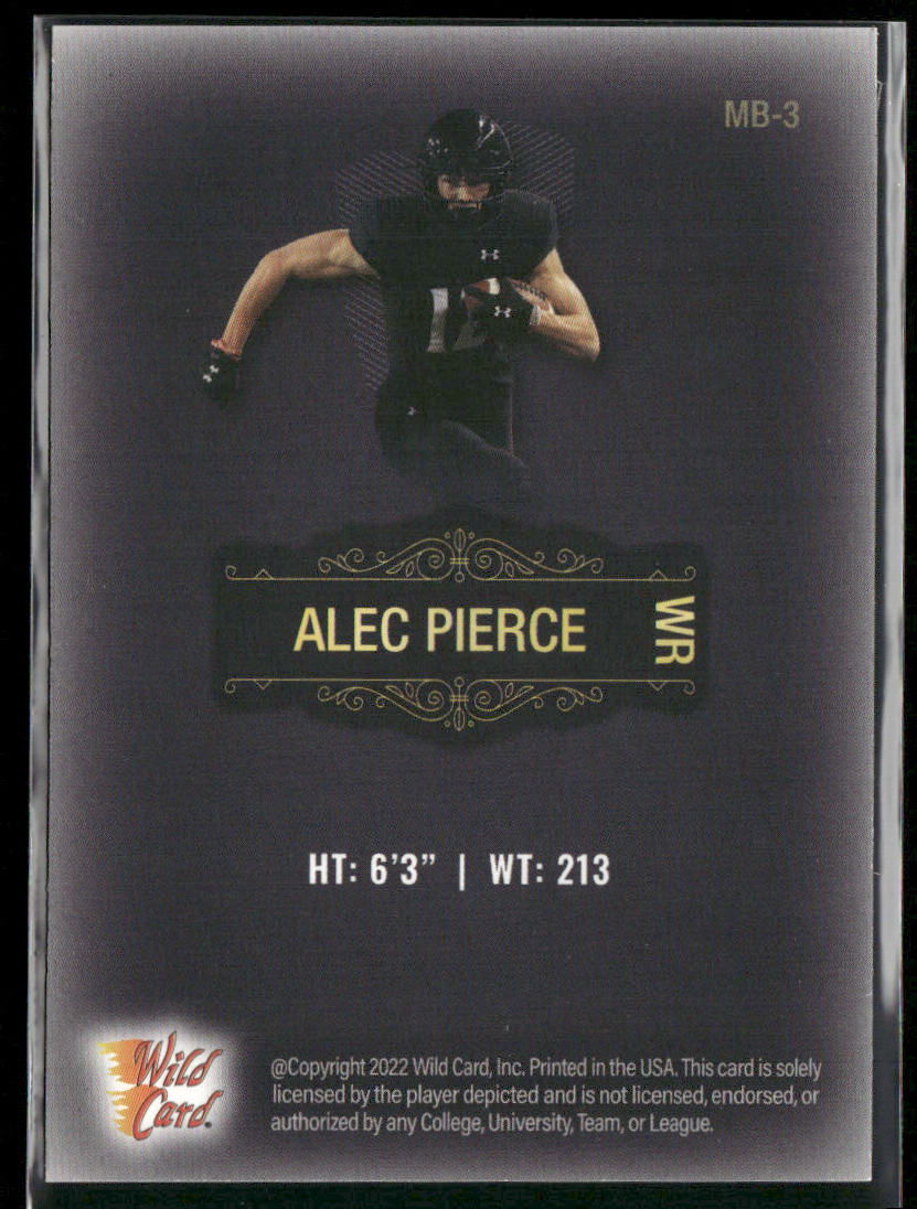 Alec Pierce 2022 Wild Card Matte Black #MB-3 Cincinnati Bearcats