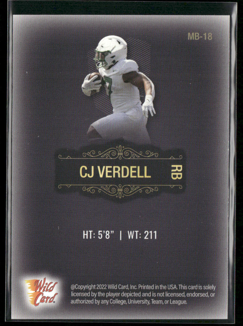 C.J. Verdell 2022 Wild Card Matte Black #MB-18 Oregon Ducks
