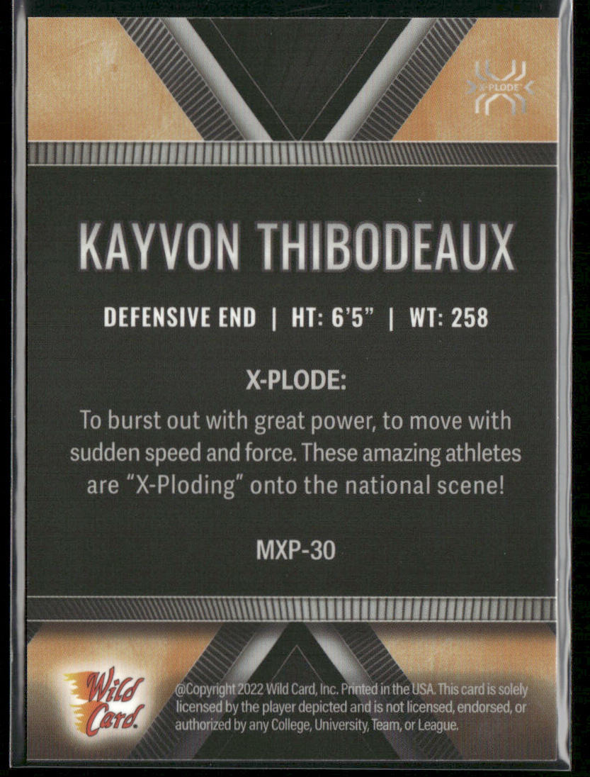 Kayvon Thibodeaux 2022 Wild Card Matte X-Plode Black/Light Orange X #MXP-30