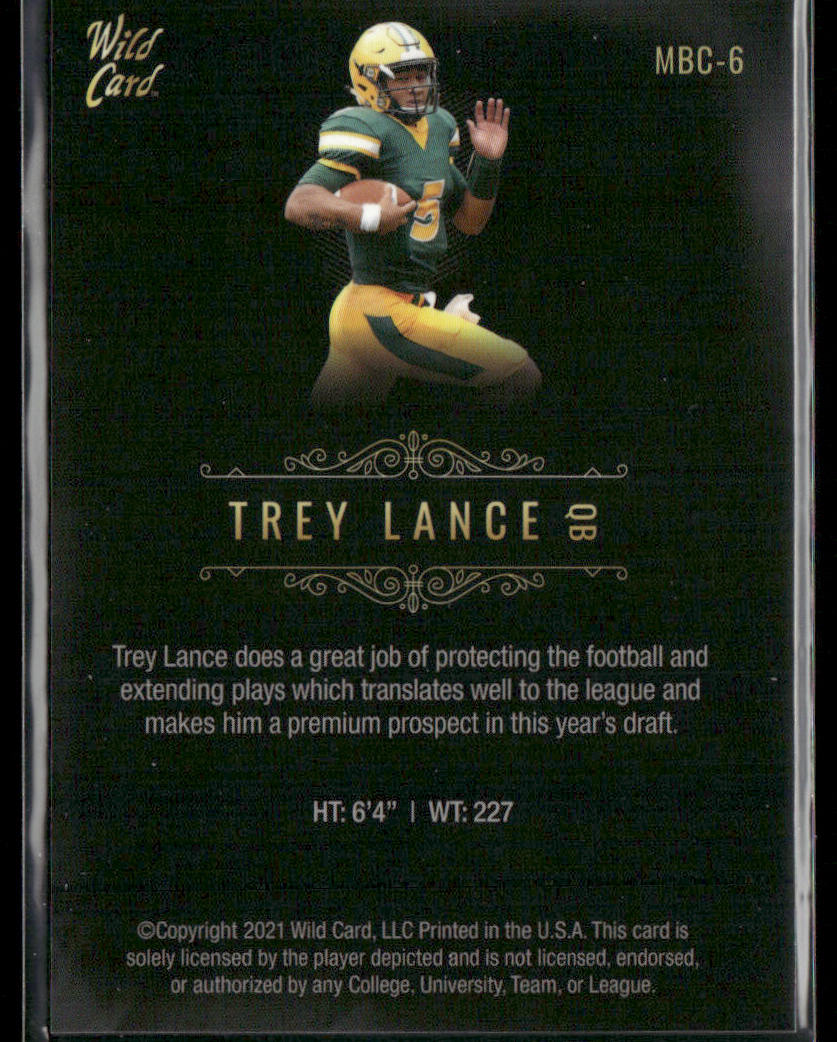 Trey Lance 2021 Wild Card Matte White Black #MBC-6 North Dakota State Bison