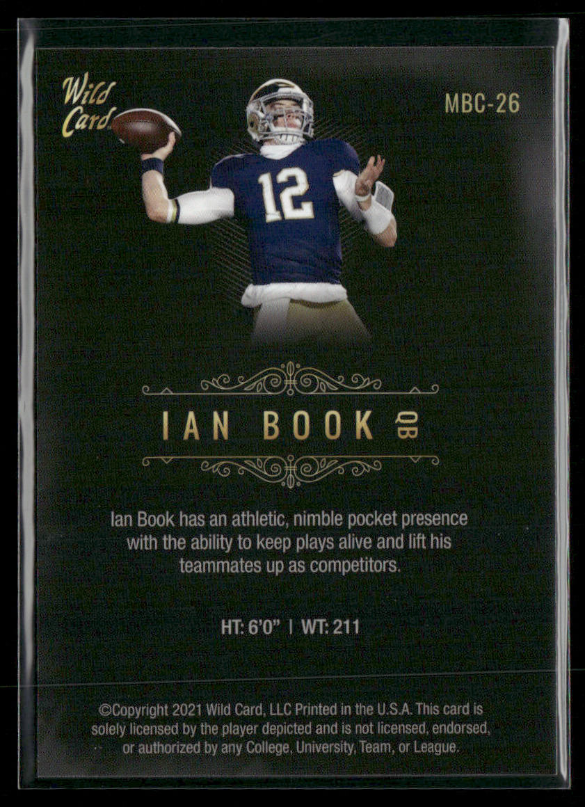 Ian Book 2021 Wild Card Matte White Black #MBC-26a Notre Dame Fighting Irish