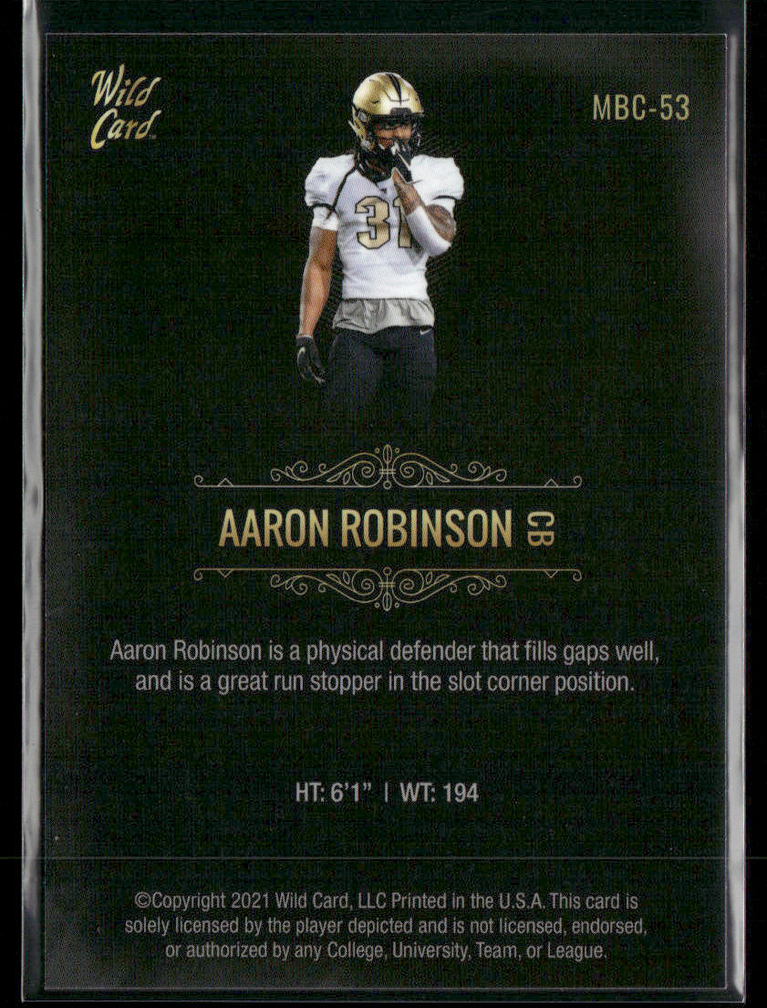 Aaron Robinson 2021 Wild Card Matte White Black #MBC-53 UCF Knights