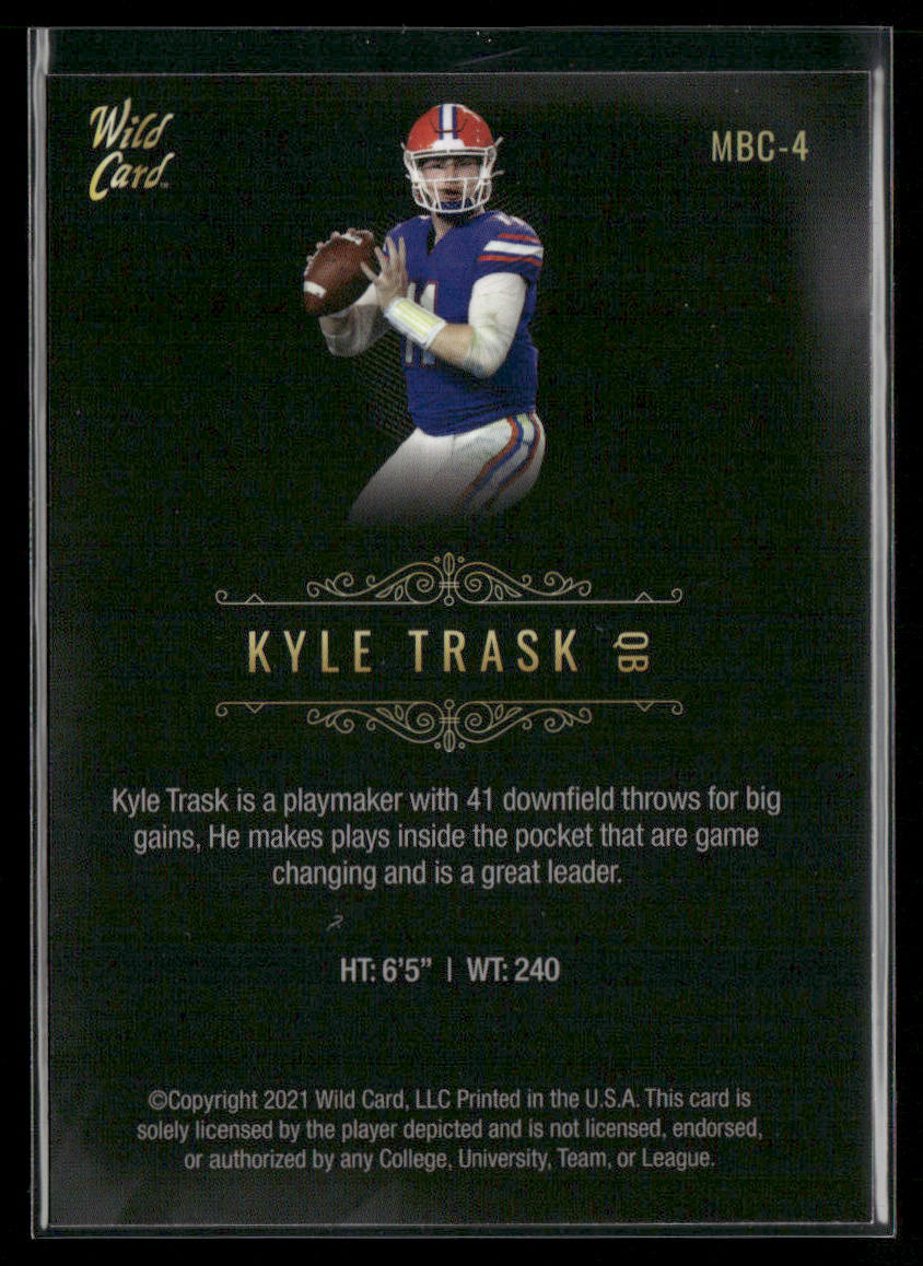 Kyle Trask 2021 Wild Card Matte White Black #MBC-4 Florida Gators back