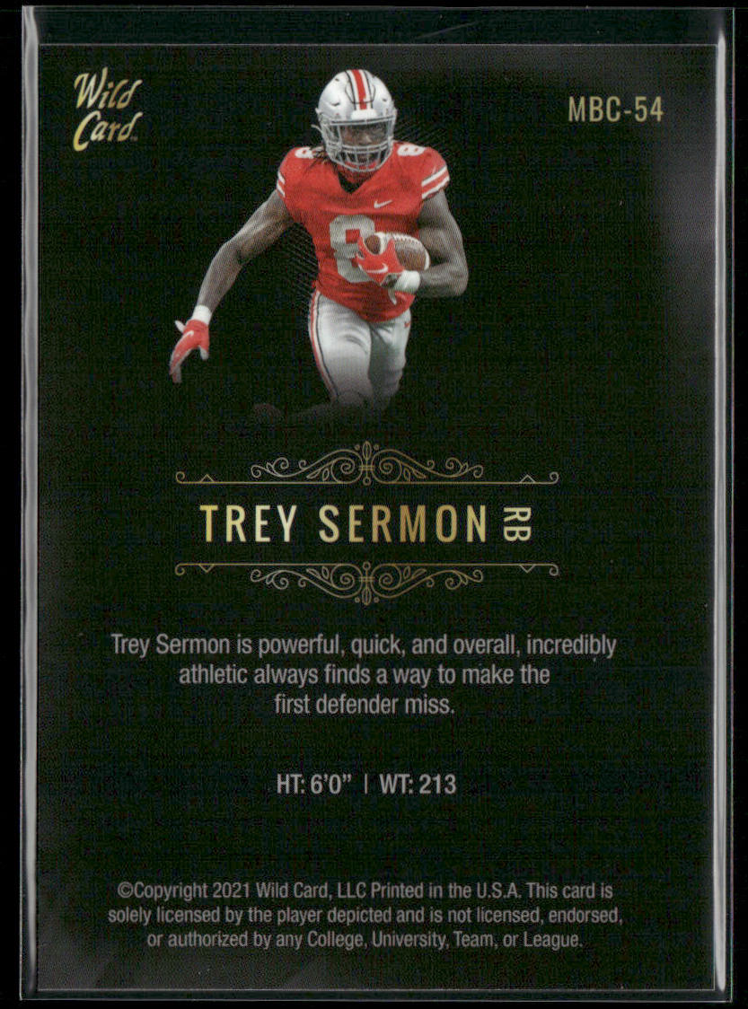Trey Sermon 2021 Wild Card Matte White Black #MBC-54 Ohio State Buckeyes