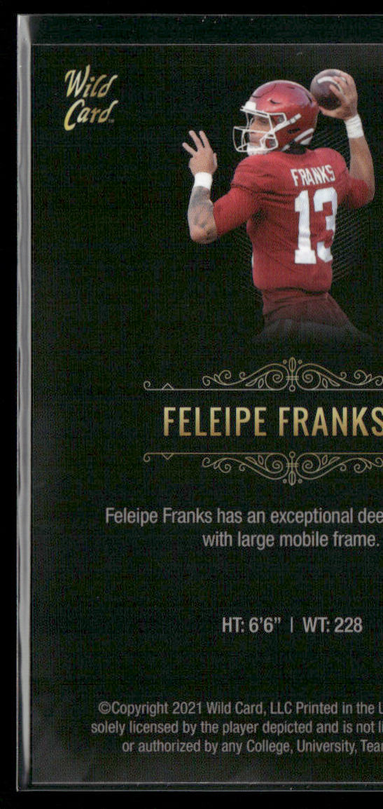 Feleipe Franks 2021 Wild Card Matte White Black #MBC-27 Arkansas Razorbacks
