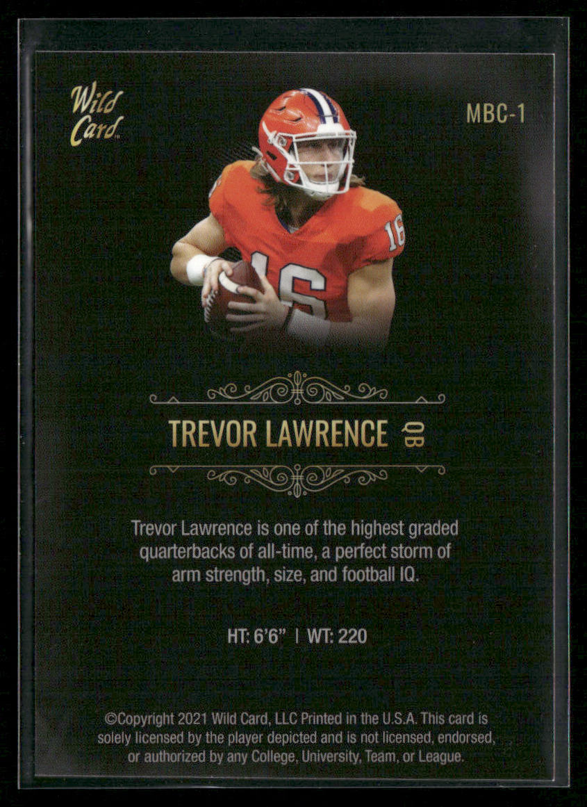 Trevor Lawrence 2021 Wild Card Matte White Black #MBC-1 Clemson Tigers