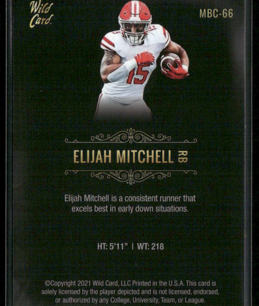 Elijah Mitchell 2021 Wild Card Matte White Black #MBC-66 Ragin' Cajuns