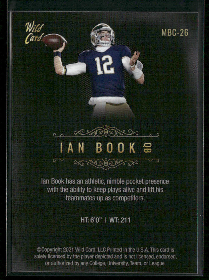 Ian Book 2021 Wild Card Matte White Black #MBC-26b Notre Dame Fighting Irish