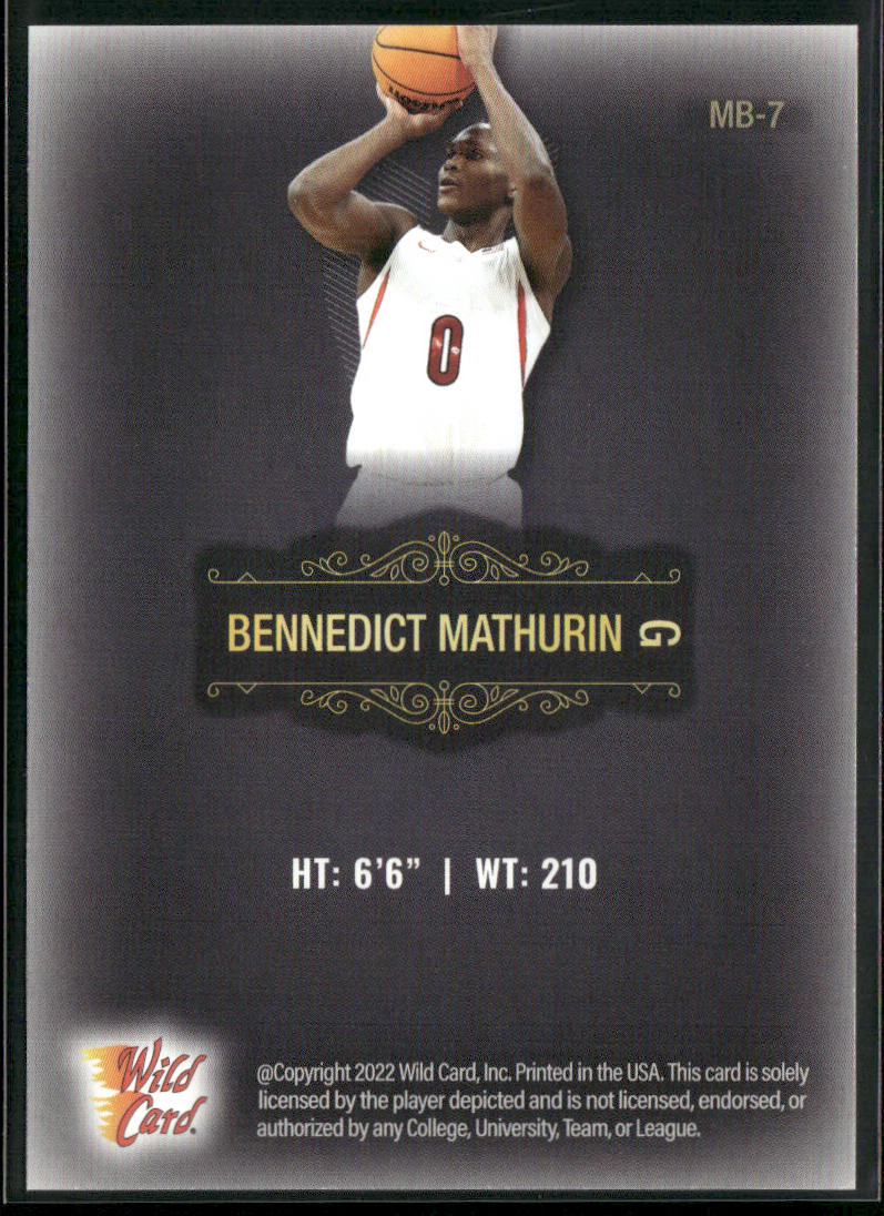 Bennedict Mathurin 2022 Wild Card Matte #MB-7 Arizona Wildcats