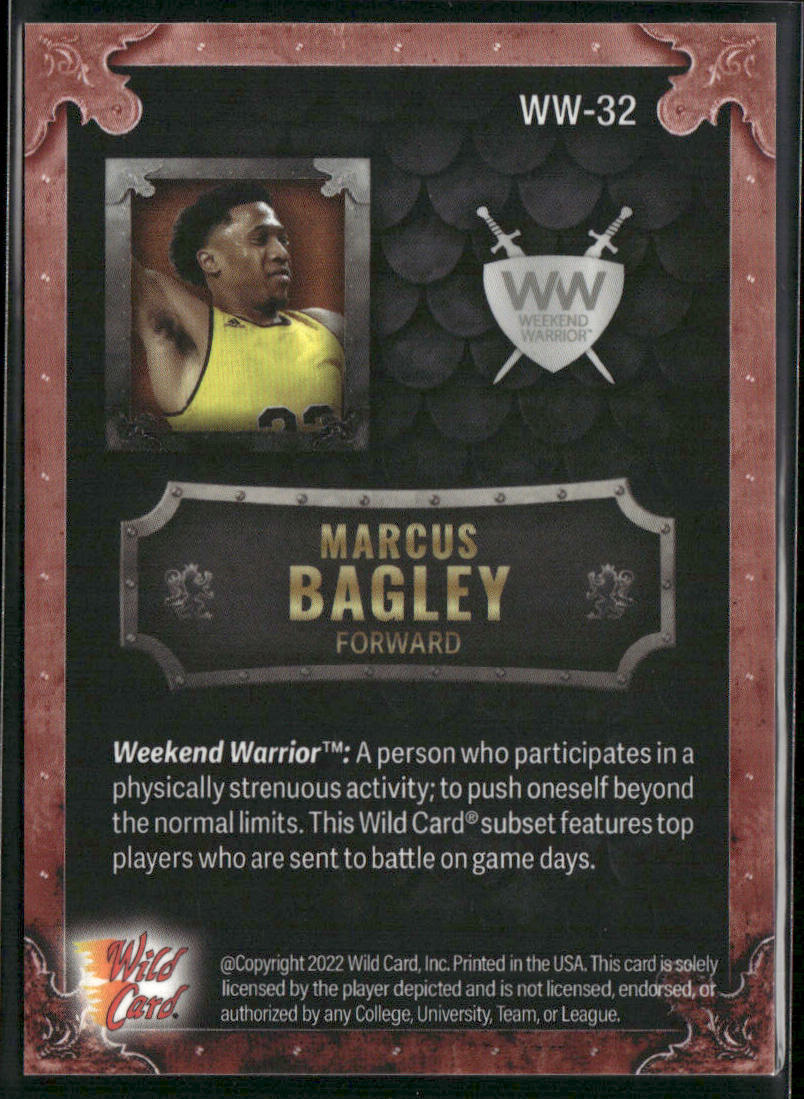 Marcus Bagley 2022 Wild Card Matte Weekend Warrior Crimson/Black/Orange #WW-32