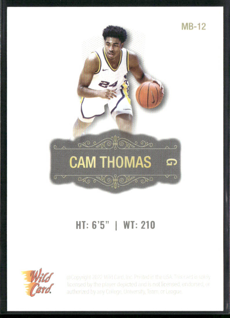 Cam Thomas 2022 Wild Card Matte White #MB-12 Brooklyn Nets back