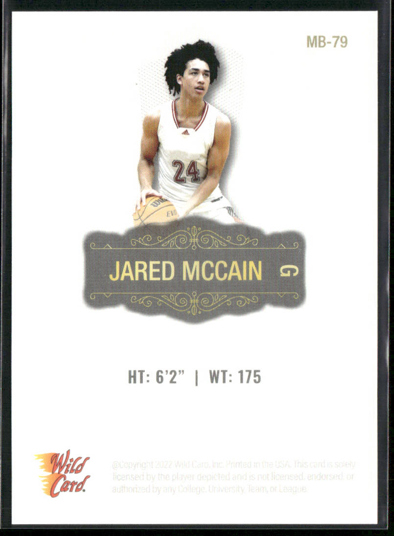 Jared McCain 2022 Wild Card Matte White #MB-79 back