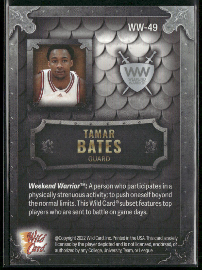 Tamar Bates 2022 Wild Card Matte Weekend Warrior Silver/White/Orange #WW-49