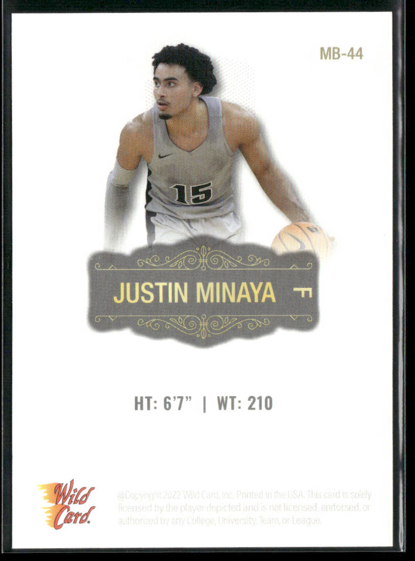 Justin Minaya 2022 Wild Card Matte White #MB-44 Providence Friars back