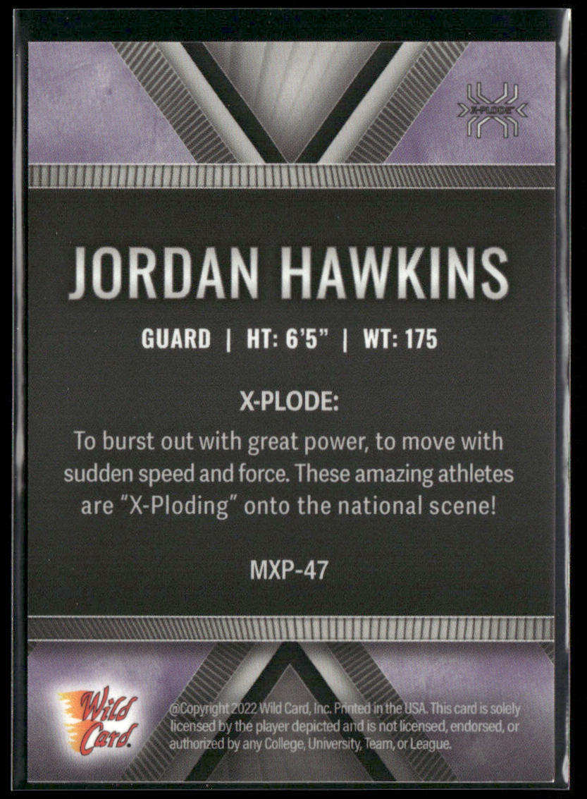 Jordan Hawkins 2022 Wild Card Matte X-Plode White/Purple X #MXP-47