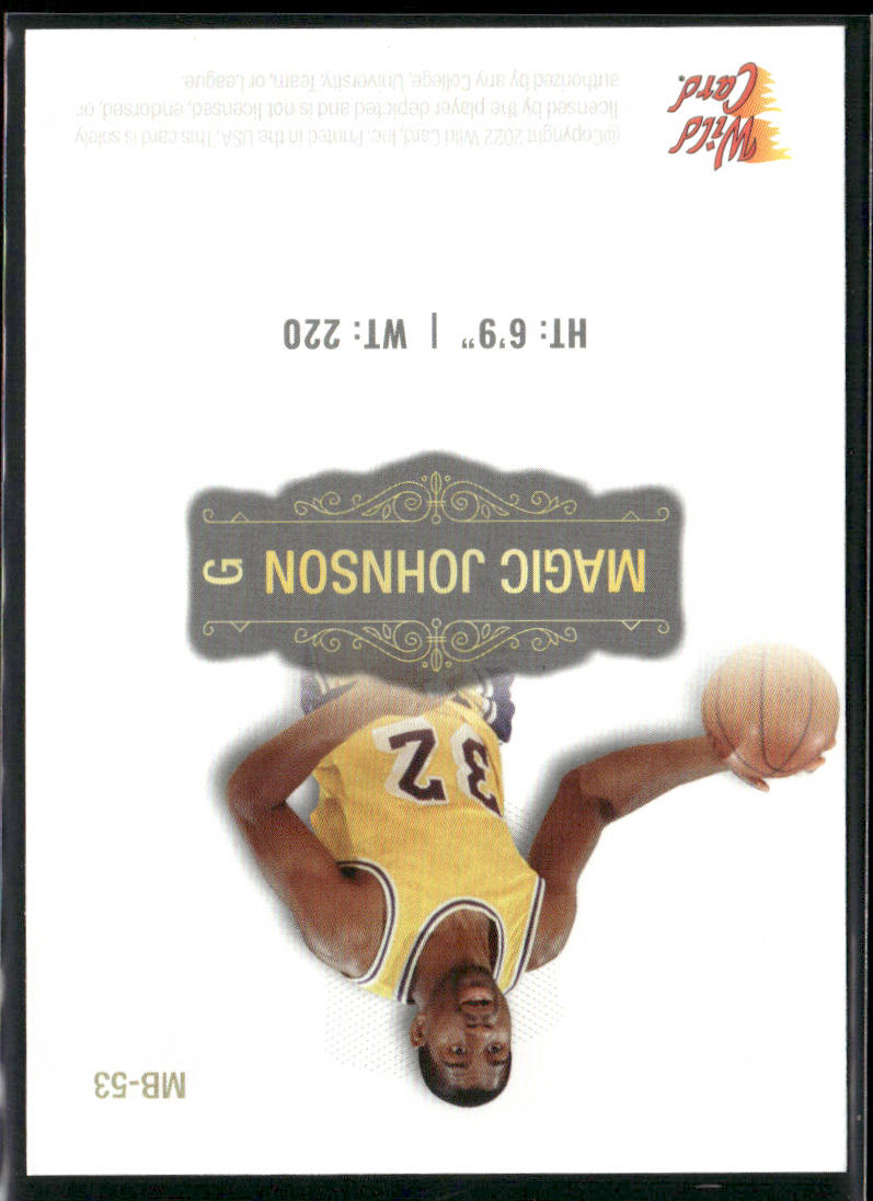 Magic Johnson 2022 Wild Card Matte White #MB-53 Los Angeles Lakers back