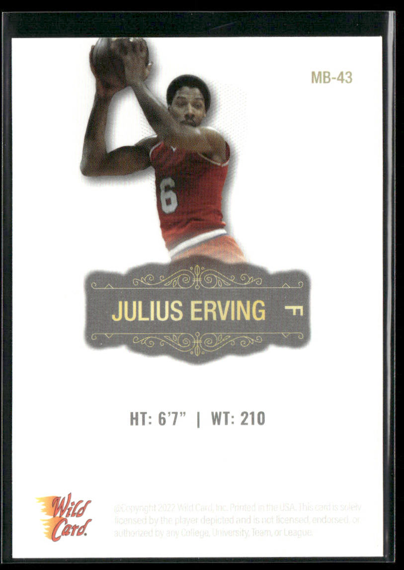 Julius Erving 2022 Wild Card Matte White #MB-43 Philadelphia 76ers back