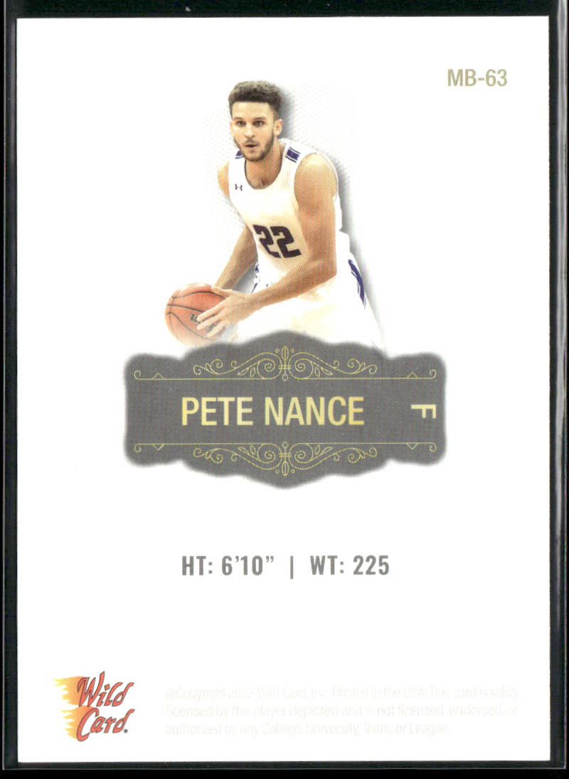 Pete Nance 2022 Wild Card Matte White #MB-63 Northwestern Wildcats back