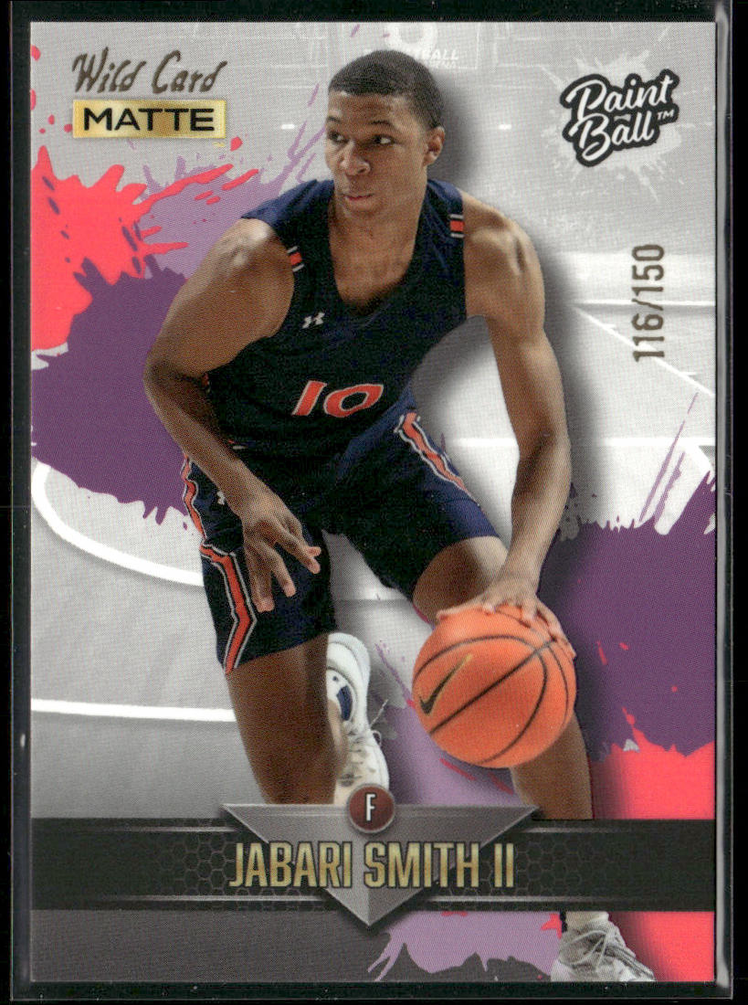 Jabari Smith 2022 Wild Card Matte PaintBall White/Purple Splotch #PB-8 SN