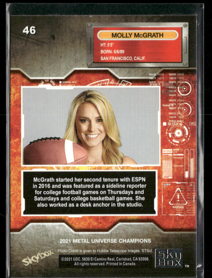 Molly McGrath 2021 SkyBox Metal Universe Champions Copper #46 back