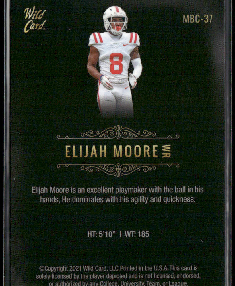 Elijah Moore 2021 Wild Card Matte White Black #MBC-37 Ole Miss Rebels