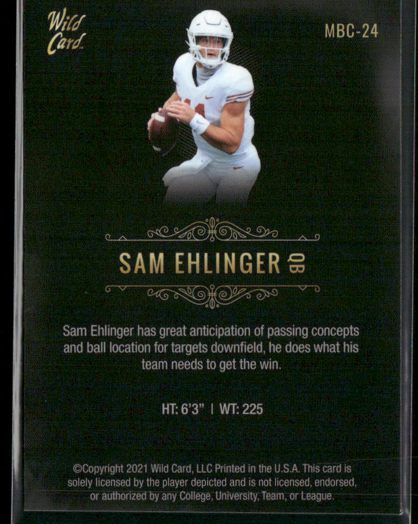 Sam Ehlinger 2021 Wild Card Matte White Black #MBC-24 Texas Longhorns