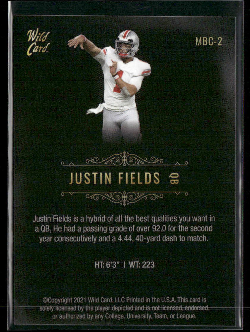 Justin Fields 2021 Wild Card Matte White Black #MBC-2 Ohio State Buckeyes