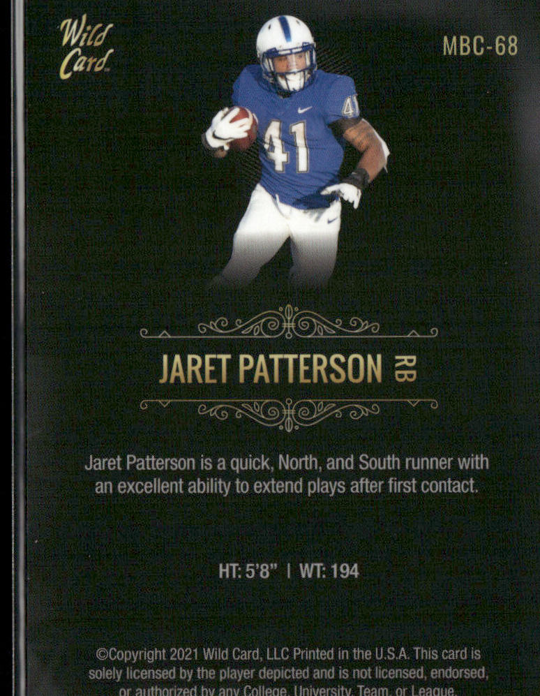 Jaret Patterson 2021 Wild Card Matte White Black #MBC-68 Buffalo Bulls