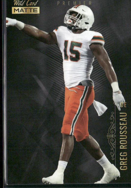 Greg Rousseau 2021 Wild Card Matte White Black #MBC-19 Miami Hurricanes