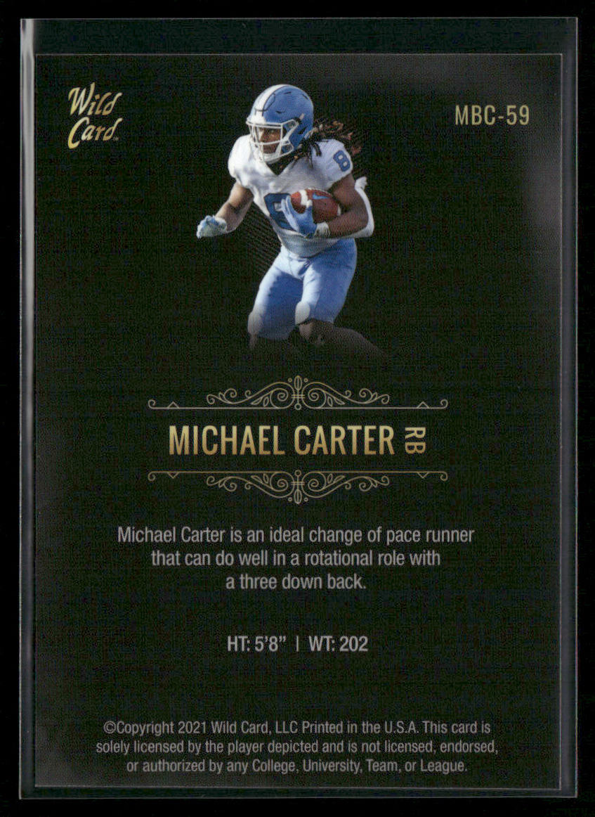 Michael Carter 2021 Wild Card Matte White Black #MBC-59 North Carolina Tar Heels