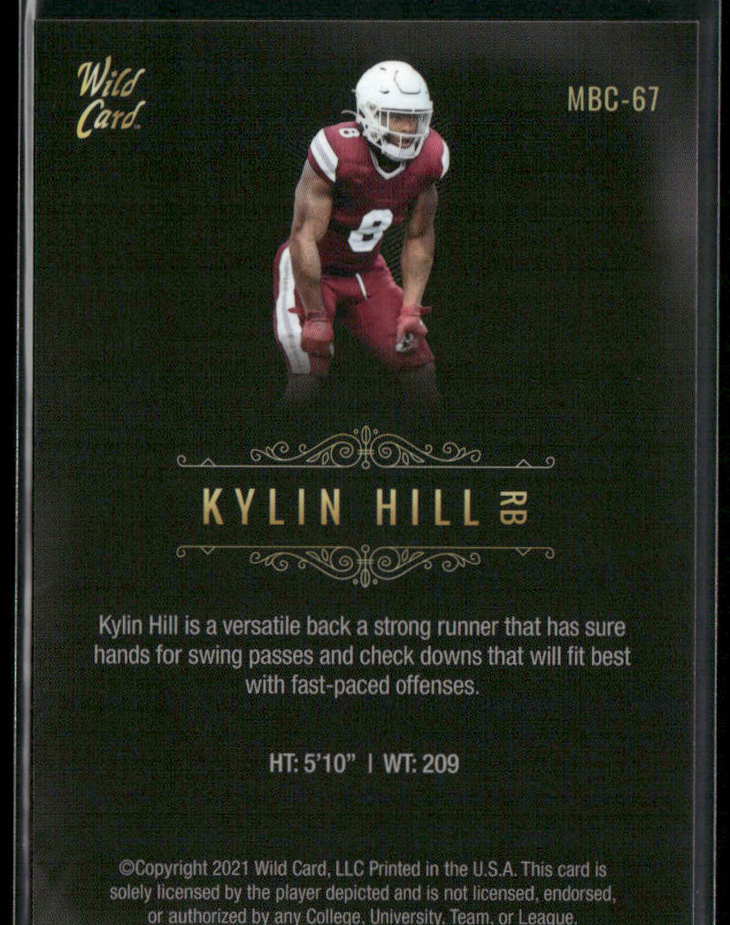 Kylin Hill 2021 Wild Card Matte White Black #MBC-67 Mississippi State Bulldogs