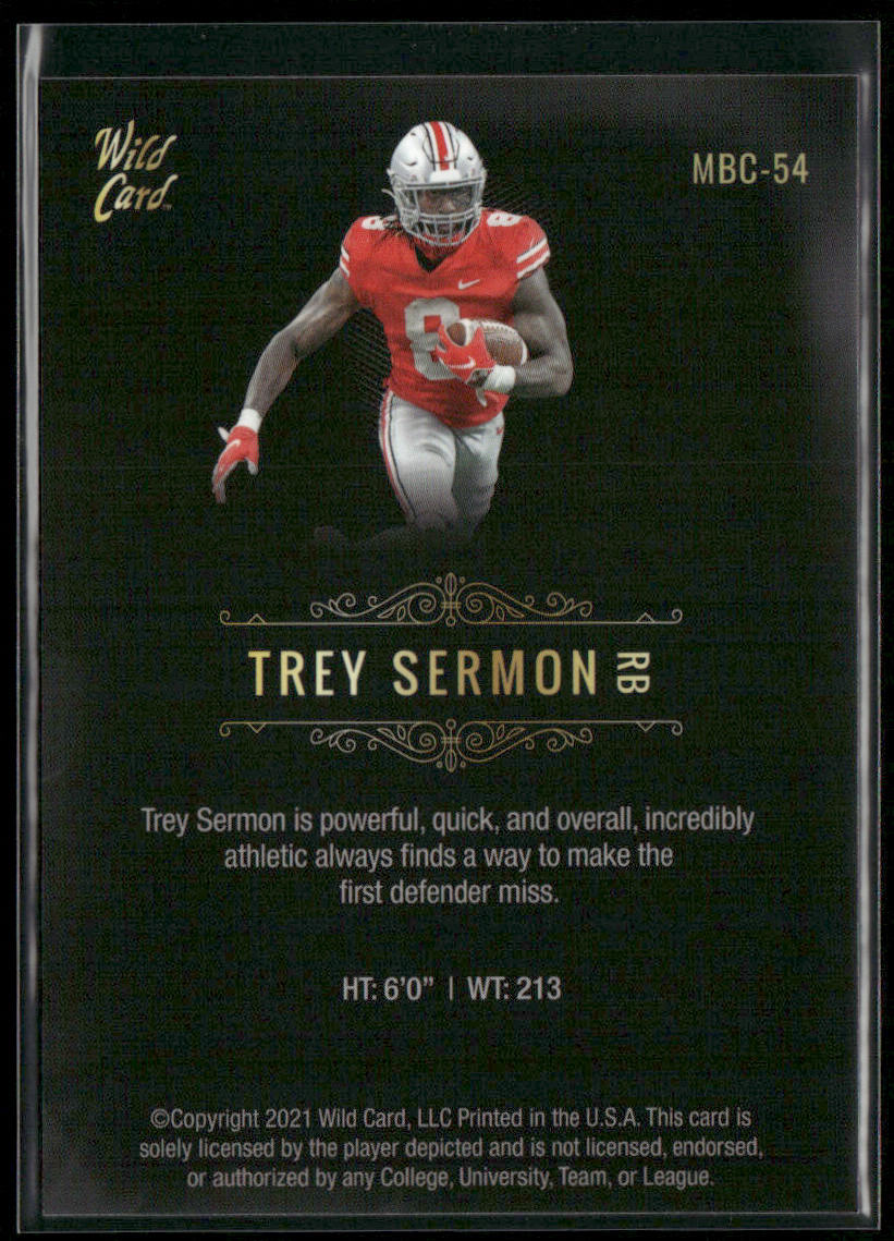 Trey Sermon 2021 Wild Card Matte White Black #MBC-54 Ohio State Buckeyes back