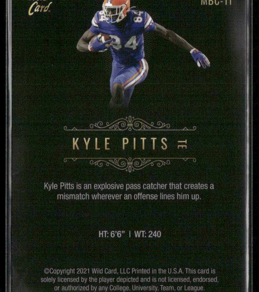 Kyle Pitts 2021 Wild Card Matte White Black #MBC-11 Florida Gators back
