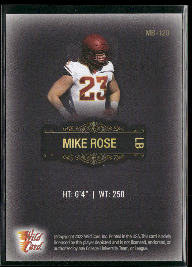 Mike Rose 2022 Wild Card Matte Black #MB-120 Iowa State Cyclones